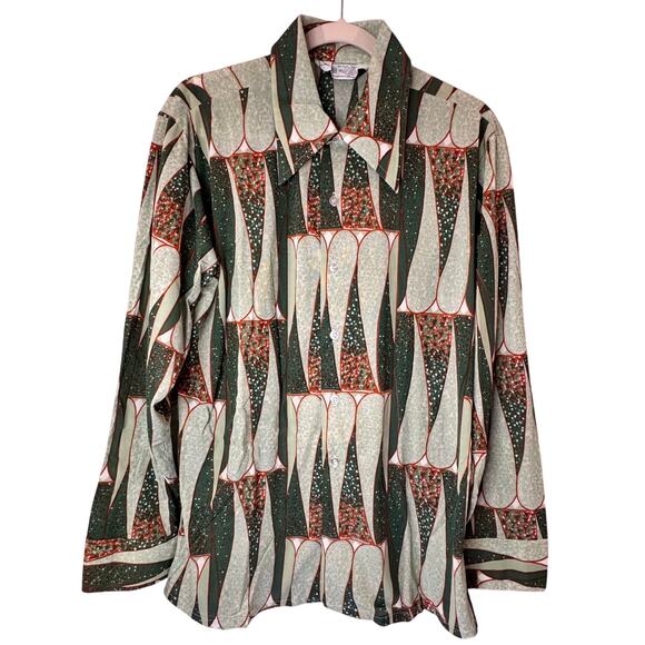 VTG Kmart Arnel Triace button dwn Pointed collared disco shirt 60s/70s Christmas - Picture 1 of 5